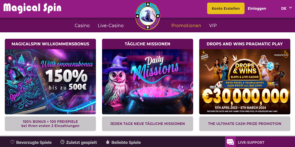 Magical Spin Casino Aktionen